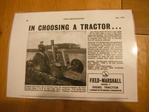 1951, FIELD MARSHALL SERIE 3, DIESEL TRAKTOR WERBUNG (LAMINIERTE FOTOKOPIE) - Bild 1 von 1