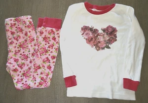 girls pink FLOWER PAJAMAS sleepwear 2 pc set size 7 KIRKLAND cotton roses CUTE!! - Picture 1 of 1