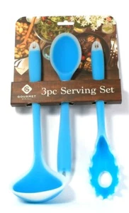 Gourmet Kitchen 3 Piece Serving Set Pasta Server Spoon & Ladle BPA Free Silicone - Picture 1 of 1