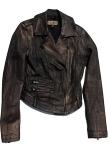 Guess Motorradjacke Damen braun beschichtet Gr. XS klassisch leicht dünn - Bild 1 von 11