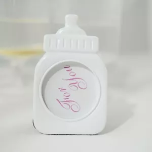 WHITE PINK 4 Mini 4" PICTURE FRAMES Feeding Bottle Baby Shower Favors Party Home - Picture 1 of 8