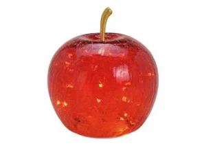 Roter GLAS-APFEL - LED-Lichterkette m. Timer Dekoration Apfel Licht Glas ca 17cm - Bild 1 von 1