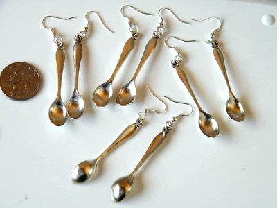 4 Pairs SPOON Earrings Culinary Chef Cook Offs 2" Spoons Charms Silver Wires NEW - Image 1 of 4