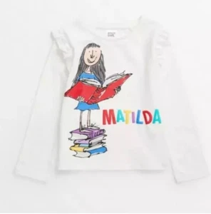 Matilda Long Sleeve T-shirt Costume Dress Up Roald Dahl From TU New With Tags - Picture 1 of 2