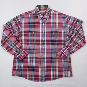 Vintage LL Bean Hemd Herren Large burgunderrot grün Tartan kariert HERGESTELLT IN DEN USA entspannte Passform - Bild 1 von 14