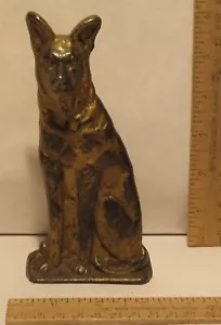 Vintage METALLGUSS Deutscher Schäferhund Typ SITZENDER HUND TÜRSTOPPER oder TÜRSTOPPER - Bild 1 von 8