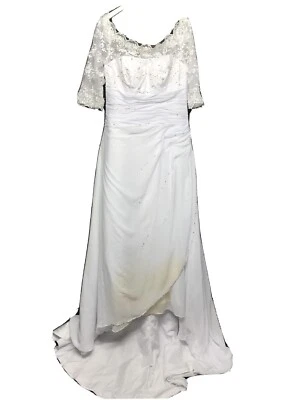 jj's House A Line Wedding Gowns Off the Shoulder Sweep Train Lace Appliqued 16W - Image 1 of 4