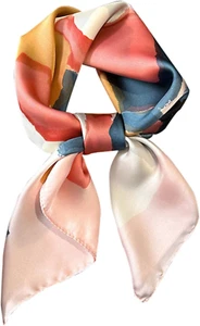 27.5" Mulberry Silk Feeling Head Scarf Women'S Fashion Square Neck Satin Scarfs - Picture 1 of 12