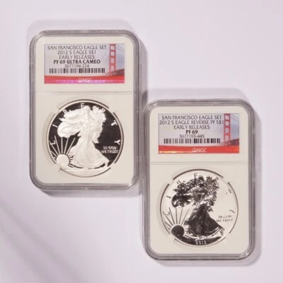 2012-S Silver American Eagle Two-Coin Proof Set NGC PF69 Early Releases - Image 1 of 2