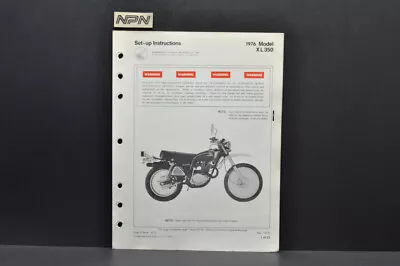 Manual de instrucciones de configuración del concesionario de motocicletas Honda XL350 1976 vintage Foto 1 de 4