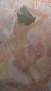 Thornton Utz Pink Lady  Kneeling Nude #128/450  Lithograph Signed & CUSTOM FRAME - Picture 1 of 9