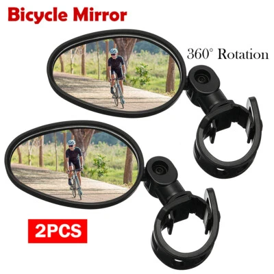 360° Flexible Bike Rear View Mirror Road Bicycle Handlebar Rearview Mirror 2PCS - Image 1 of 4