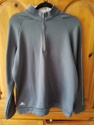 Adidas 3 listras Climalite quarto 1/4 zíper masculino tamanho médio cinza em excelente estado usado - Imagem 1 de 4