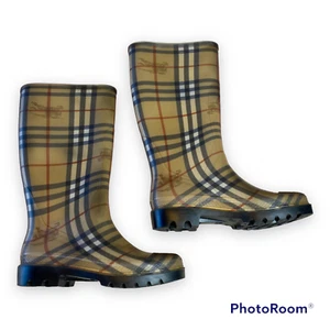 Burberry Women's Classic Haymarket Check Wellies with Logo Size 38/UK5 Rain Boot - Picture 1 of 11