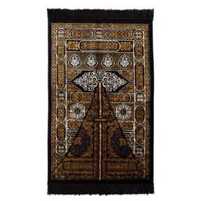 Alfombra de oración islámica Janamaz diamante negro - puerta Kaba - Imagen 1 de 9