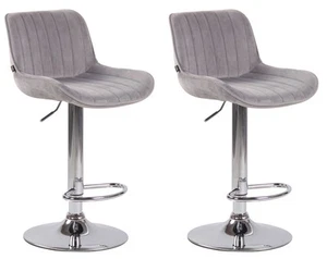 #R122827/0206 2x Barhocker Lentini Samt chrom grau Küchenhocker Thekenhocker Set - Bild 1 von 1