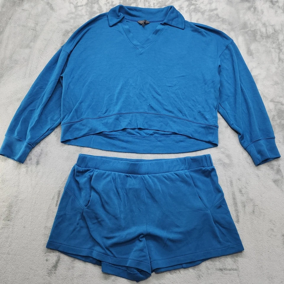 Conjunto de Pantalones Cortos Danskin Para Mujer XL Azul 2 Piezas Polo Corto Popover Pantalones Cortos Informales Deportivos Foto 1 de 4