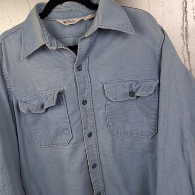 Camisa Woolrich Chamois Vintage Anos 80 Acampamento Quente ao Ar Livre Casual Botão para Cima Grande - Imagem 1 de 4