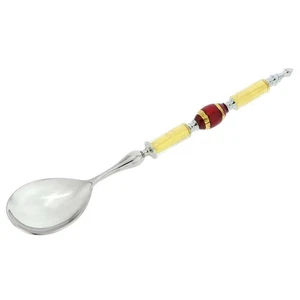 GlassOfVenice Italian Murano Glass Salad Spoon - Gold Red Stripes - Picture 1 of 5