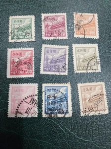 SFSTAMPS CHINA PRC Scott 12-20 Tien An Men Gate R1 Used Set of 9 Stamps 1950 - Picture 1 of 1