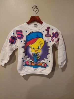 Sudadera vintage años 90 Tweety Bird Looney Tunes niños XL mujer pequeña como si fuera 1994 Foto 1 de 4