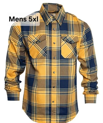 Sealed Dixxon Flannel Shirt Mens 5XL Yellow Blue The Airmen Button Down Plaid - Image 1 of 4