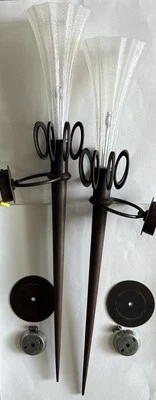 Modern Italian Torch Wall Sconces VGUC  38.5” Long 9” Deep 6”x12” Glass - Image 1 of 4