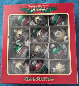 Christopher Radko Shiny Brite 12 Glas Ornamente Vintage 40er Design Box 2016 - Bild 1 von 7