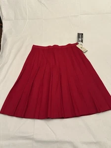 Gonna lana Sag Harbor rossa plissettata taglia 12 30” vita nuova con etichette vintage nuova vacanza - Foto 1 di 7