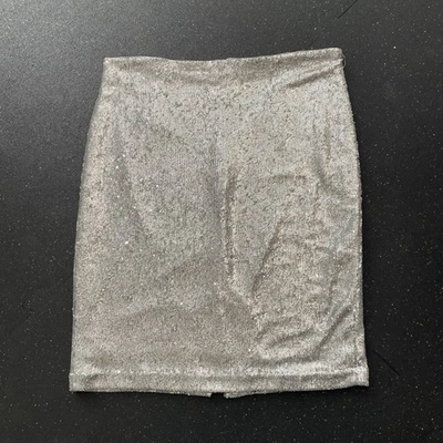 Falda lápiz Casa Blanca Mercado Negro para mujer 12 lentejuelas plateadas para fiesta Foto 1 de 4