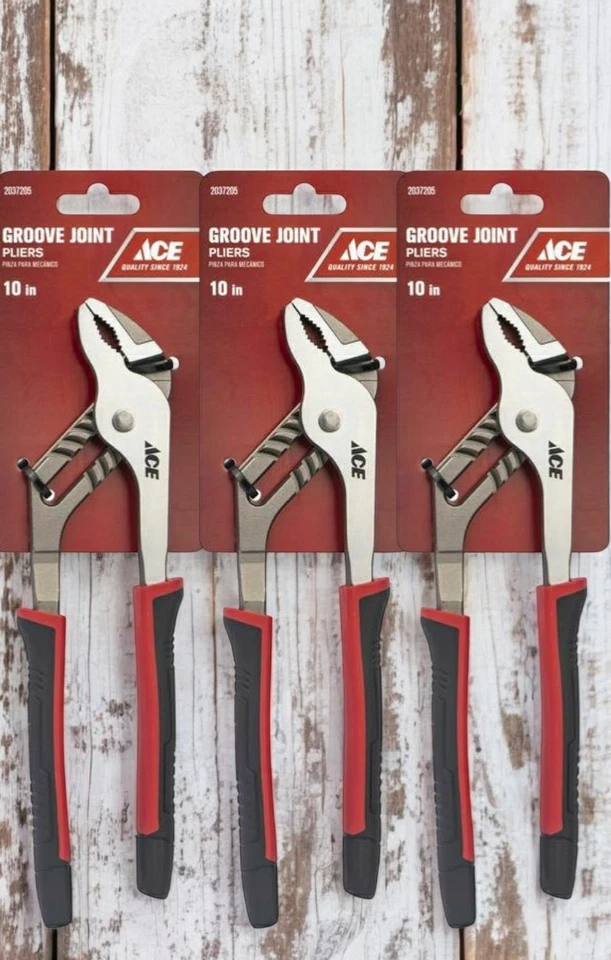 3 Pack ACE 10" Chrome Vanadium Grove Joint Pliers  - Image 1 of 1