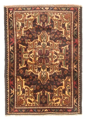 Tapete de área de lã tradicional vintage oriental com nós à mão 2'10" x 4'1" - Imagem 1 de 4