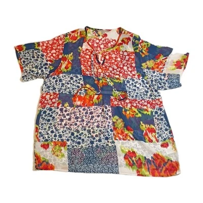 Camisa para mujer Valerie Stevens colorida floral corbata frontal Top XL Cottagecore Boho Foto 1 de 4