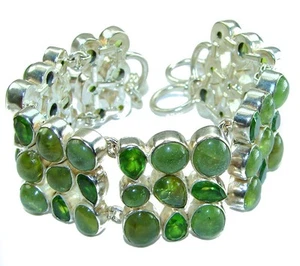 Tsavorit Granat Armband 125ct 925 Sterling Silber Handarbeit grün Manschette - Bild 1 von 4