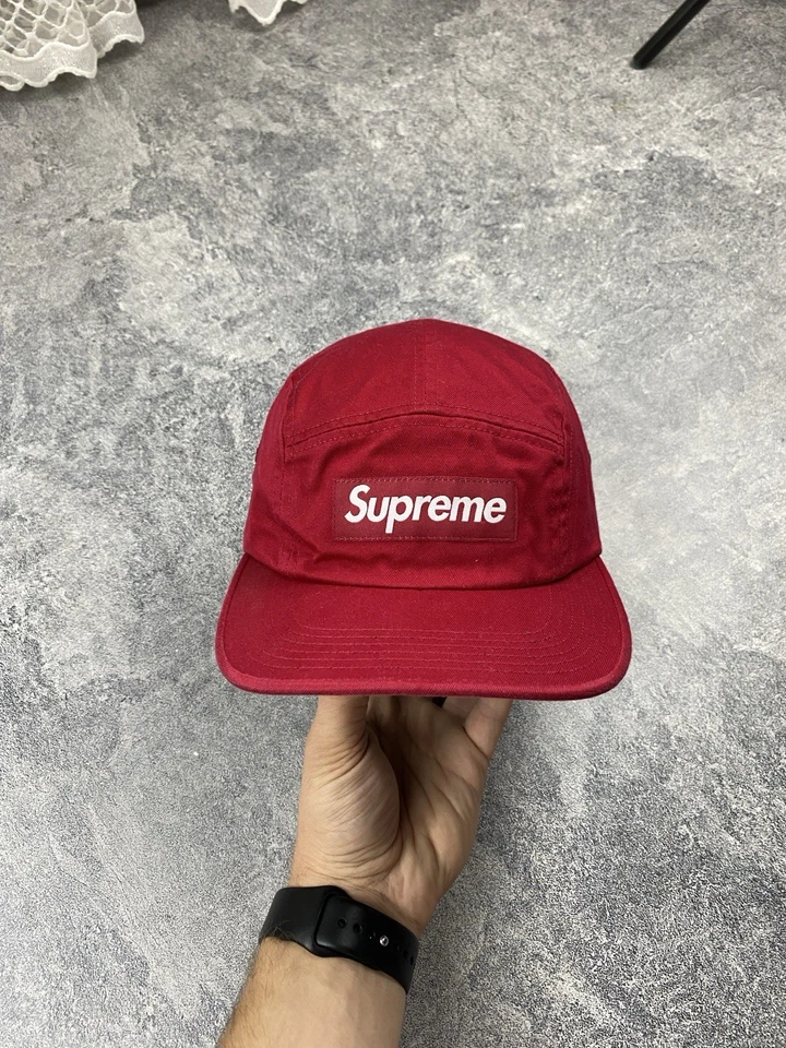 Supreme Rojo 5 Paneles Hecho en EE. UU. Gorra Ajustable Cinturón de Cuero Foto 1 de 4