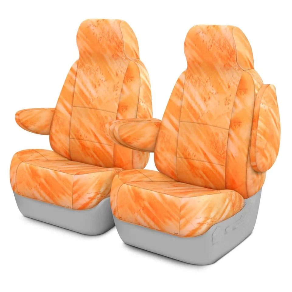 For Hyundai Accent 06-08 Realtree Fishing 1st Row Camo Orange Custom Seat Covers Foto 1 de 4