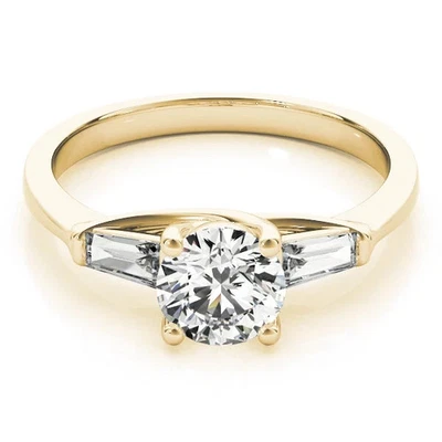 Round Cut Lab-Created 1.60 Ct Diamond Prong Engagement Ring 14K Yellow Gold FN - Image 1 of 4
