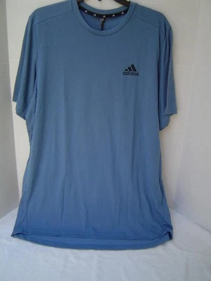 NEW MENS ADIDAS BLUE SHORT SLEEVE SHIRT WITH BLACK LOGO SIZE XL NEW WITH TAGS - Image 1 of 4