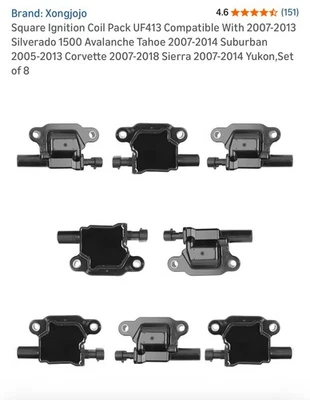 Square Ignition Coil Pack UF413 Compatible With 2007-2013 Silverado 1500 Avalanc - Image 1 of 4