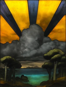 Ocean Horizon and Sunburst Wolkenstrahlen Poster 18 x 24 Zoll - Bild 1 von 1