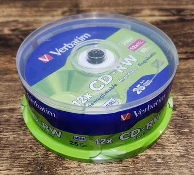 Verbatim CD-RW 700MB, 2X-12X Rewritable Media Disc - 25 Pack Spindle - Image 1 of 3