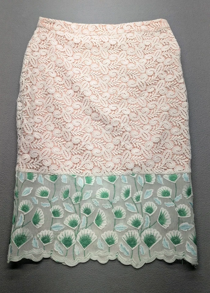 Falda Mujer Encaje Rosa Sin Fin Rosa Verde Talla Mediana Lateral Cremallera Forrada  Foto 1 de 4