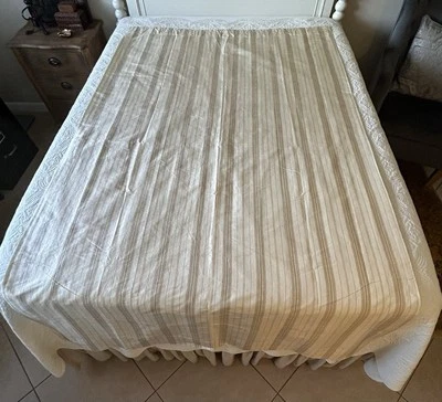 Par de paneles de cortina para cortinas de seda Pottery Barn 50x84 forrados rayas de colores neutros Foto 1 de 4