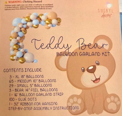 Kit Arco Globo Oso de Peluche Niño Baby Shower Decoración 100 Globos Azul Marrón Foto 1 de 4