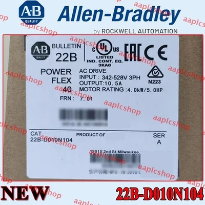 New Sealed AB 22B-D010N104/A PowerFlex 40-4kW (5HP) AC Drive US Stock - Image 1 of 4
