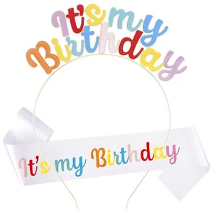 Birthday Sash Birthday Crown Birthday Headband Birthday Girl Sash Birthday Ti... - Picture 1 of 7
