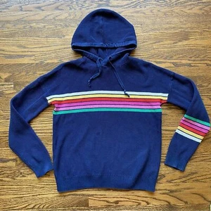 C&C California Pullover Navy Colorful Striped Hooded Sweater rainbow XS navy - Picture 1 of 8