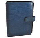 Authentic Louis Vuitton Epi Agenda MM Notebook Cover Blue R20045 LV 4714J