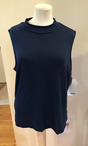 ATHLETA WOMEN'S BLUE SLEEVELESS THREADLIGHT RELAXED MOCK NECK TANK TOP Sz XLT - Picture 1 of 5