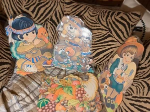Lot of 4 Vintage Happy Thanksgiving Turkey Pilgrim Die Cuts.   - Picture 1 of 5